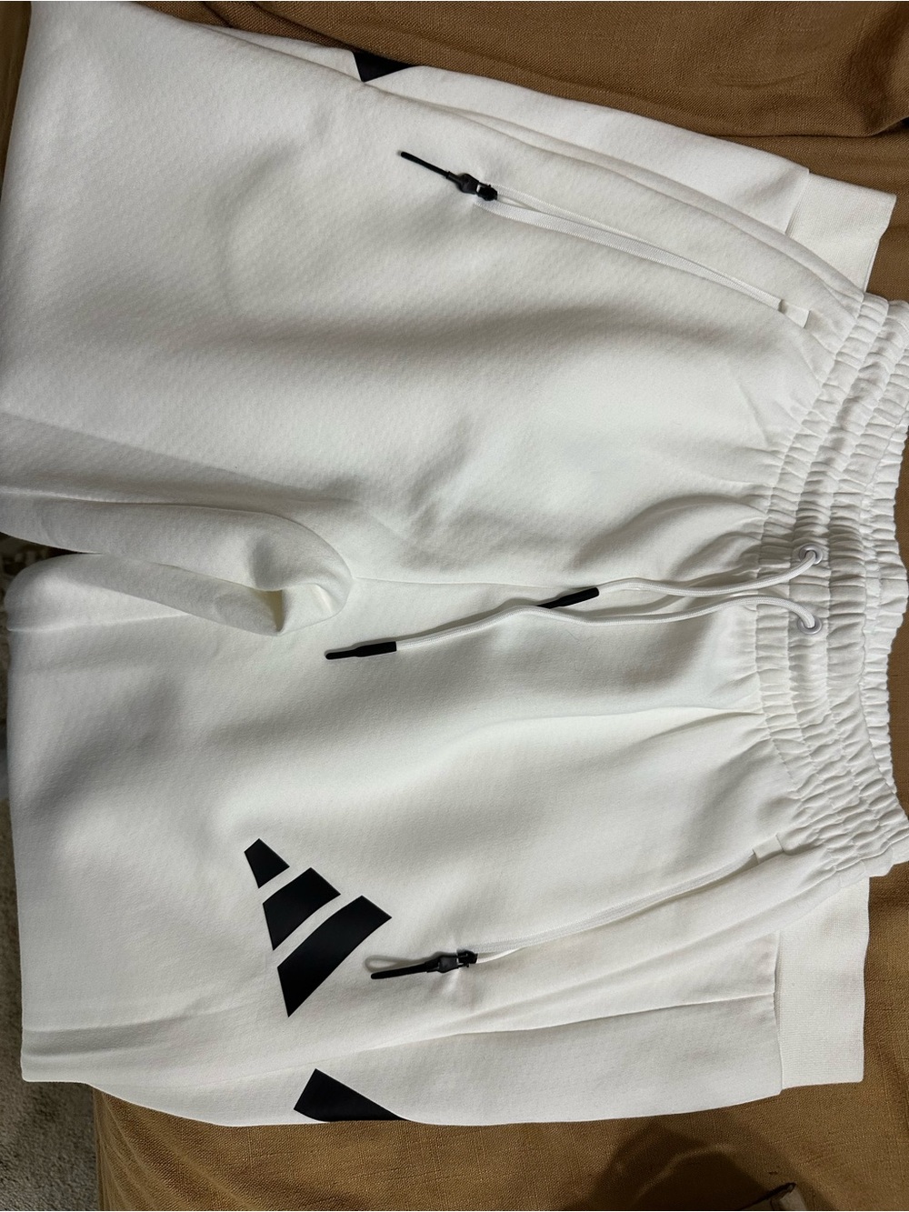 Adidas ZNE White Jogger Sweatpants with Black Logo - Picture 4 of 6